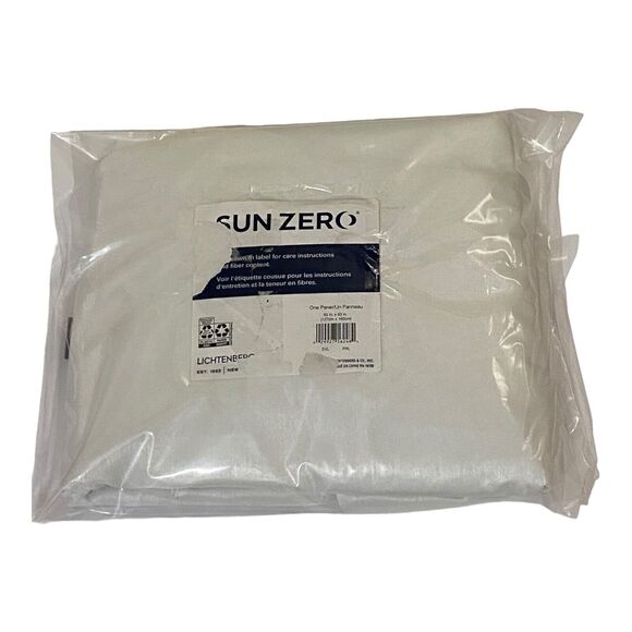 Evelina Faux Dupioni Silk Blackout Curtain Panel, Pearl 50"x63" - Picture 1 of 5